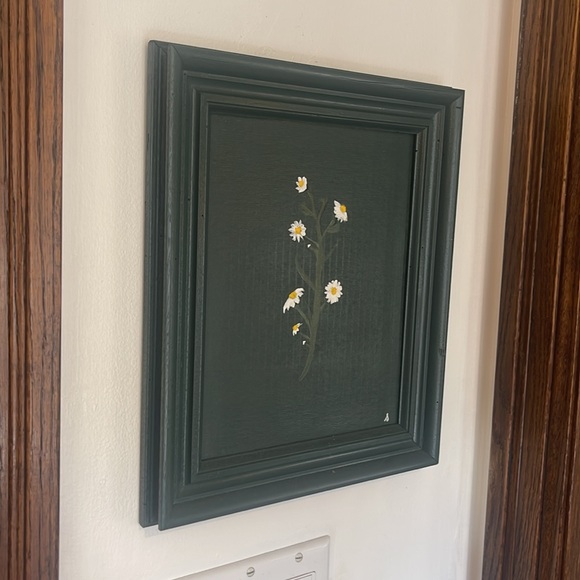 Original acrylic flower painting on vintage frame One of a kind - Picture 2 of 4